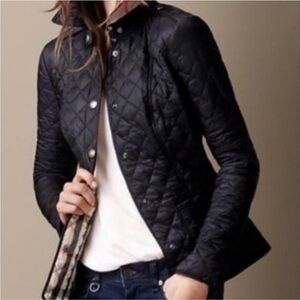 Burberry Brit Black Quilted Jacket sz S Transition Heritage Quiet Luxury